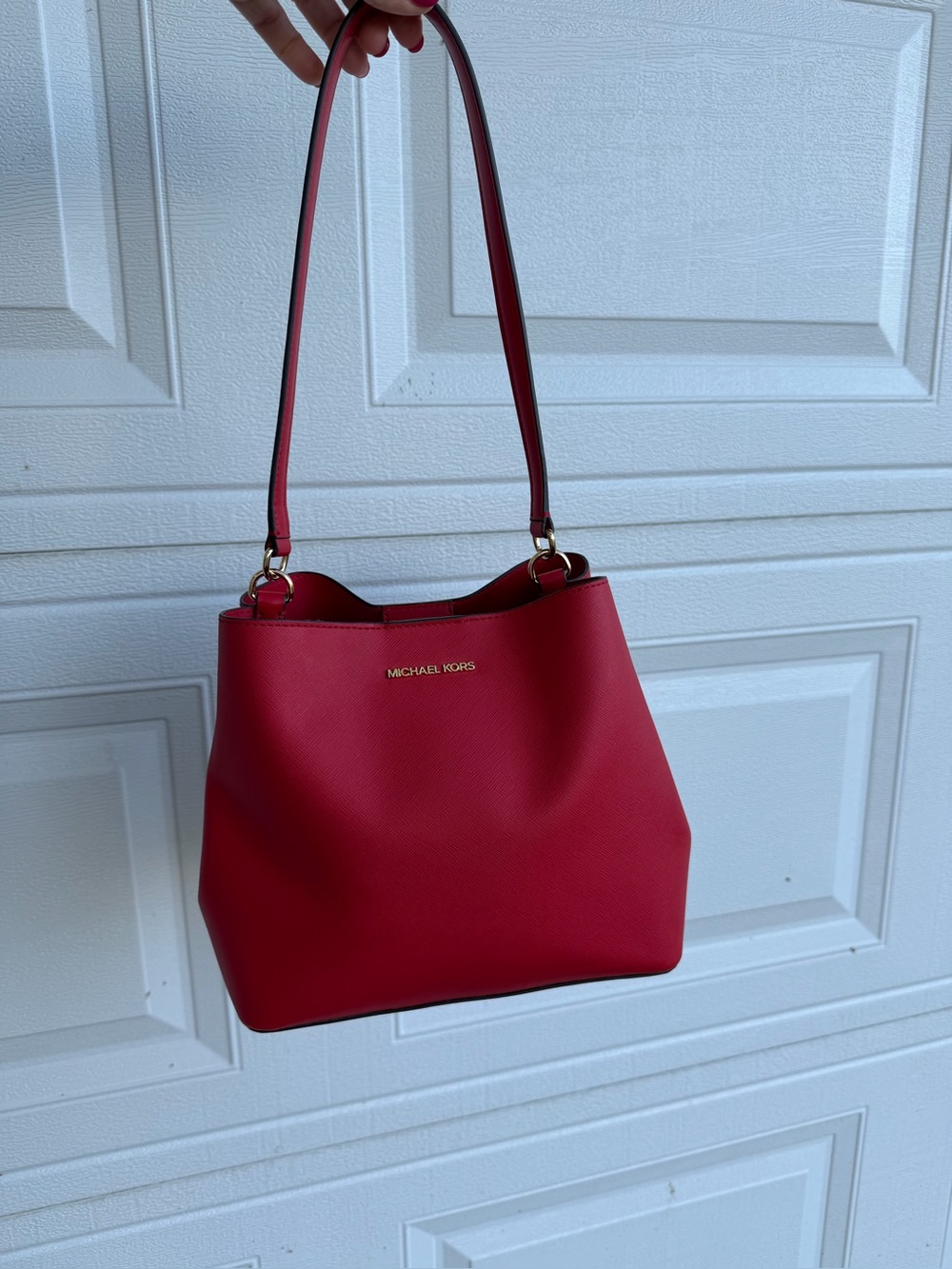 Michael Kors Red Saffiano Shoulder Tote NEW - Picture 10 of 10